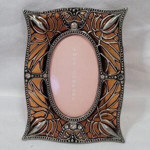 Two's Company Silver and Gold Ornate Metal Stainglass Photo Frame